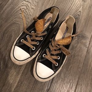 Converse All Star Black & Gold Sparkle Shoes